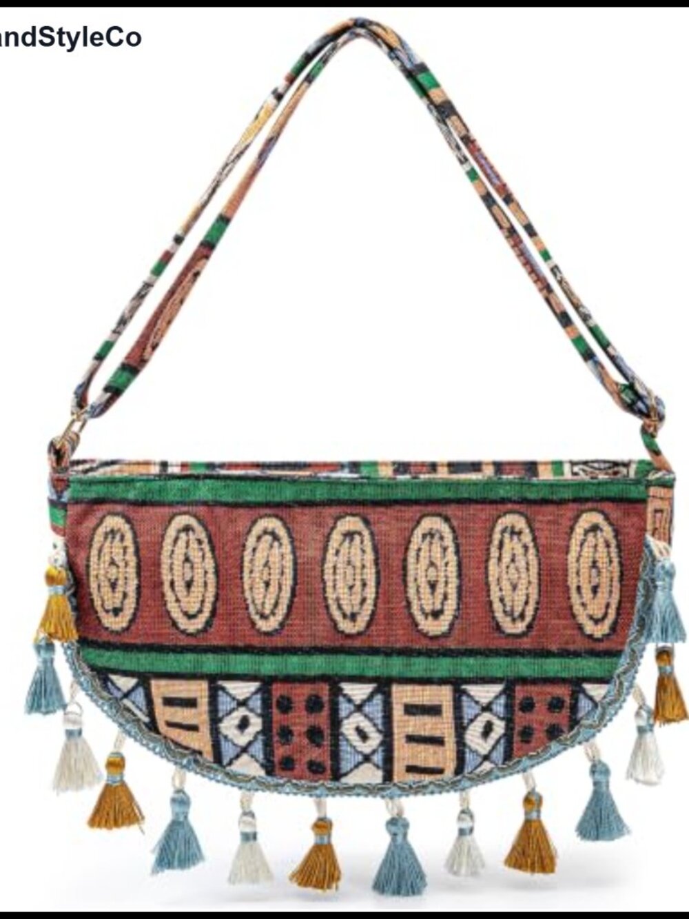 Boho Crescent Underarm Crossbody Bag Woven Tassel Shoulder Purse Adjustable